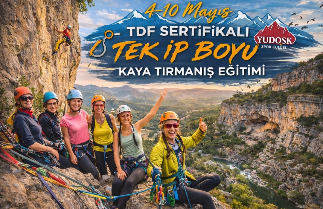 TDF SERTİFİKALI TEK İP BOYU KAYA TIRMANIŞ EĞİTİMİ